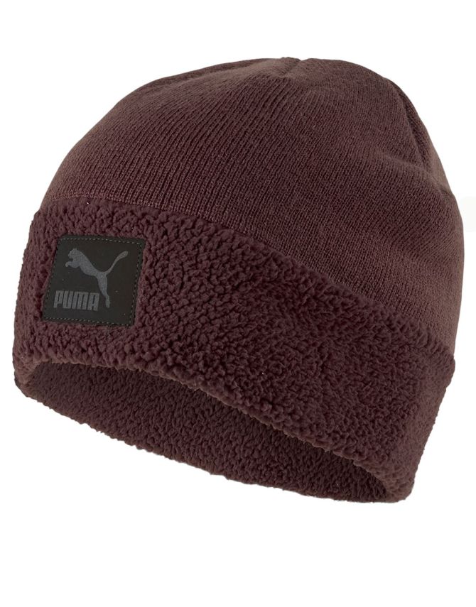 PUMA Classic Cuff Sherpa Beanie Brown