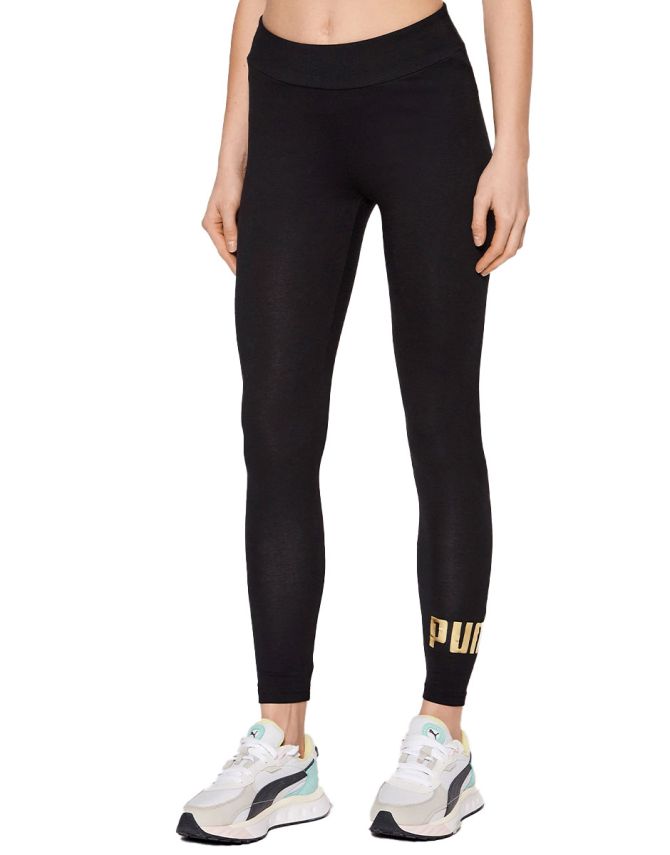 PUMA Essentials+ Metallic Logo Leggings Black