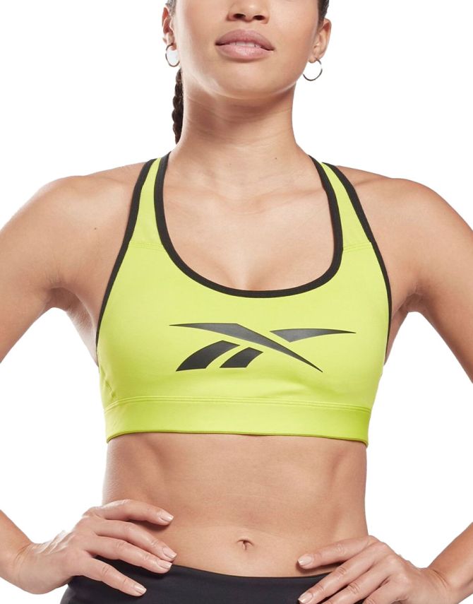 REEBOK Lux Vector Racer Sport Bra Yellow