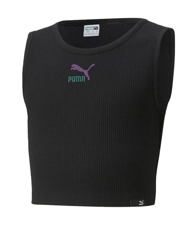 PUMA Classics Cropped Ribbed Tank Black G