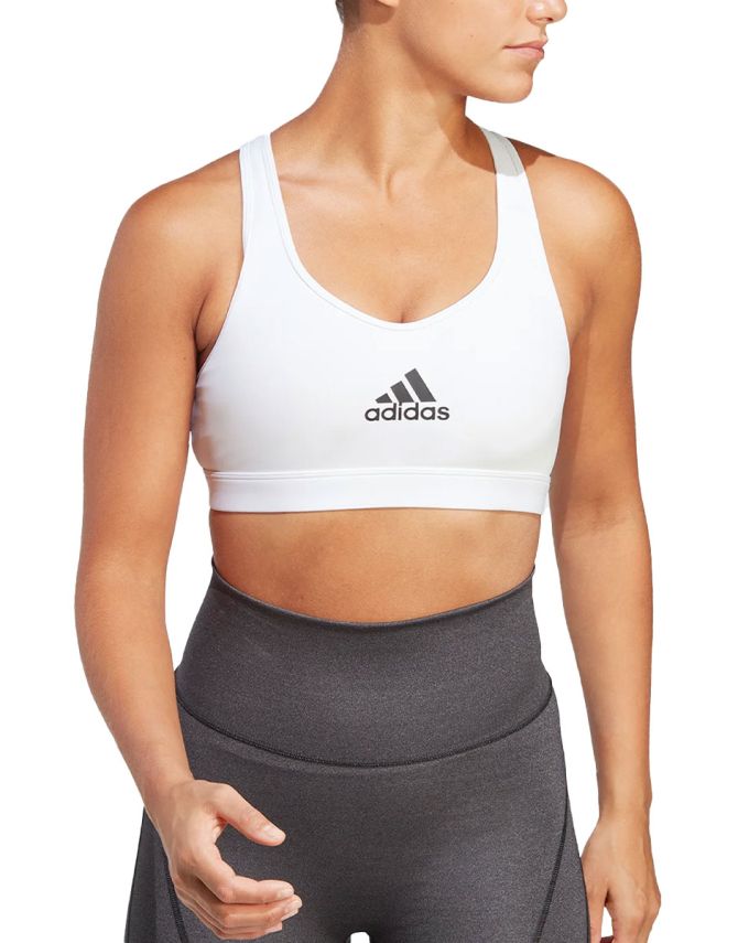 ADIDAS PowerReact Training Medium Support Bra White