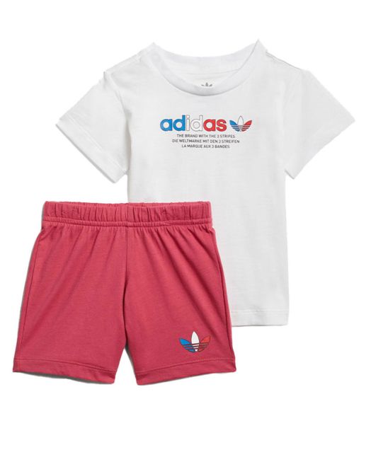 ADIDAS Originals Adicolor Shorts And Tee Set White/Pink
