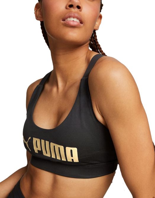 PUMA Fit Mid Impact Training Bra Black/Gold