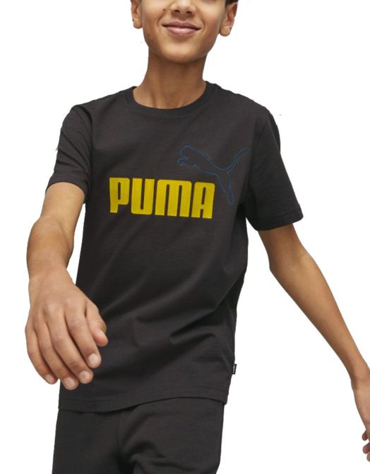 PUMA Essentials+ 2 Colour Logo Tee Black/Orange